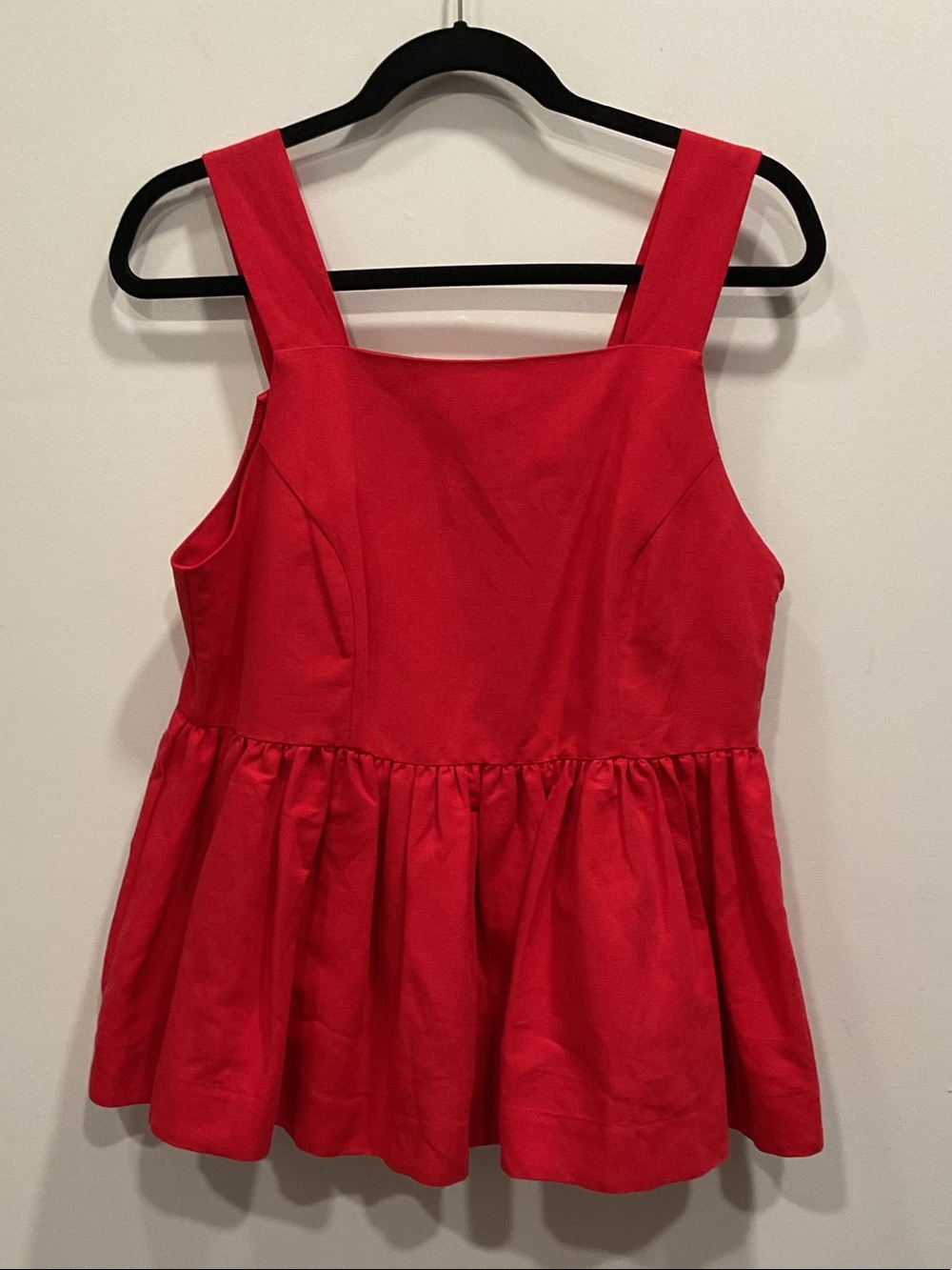 Red Sleeveless Square-Neck Peplum Top
